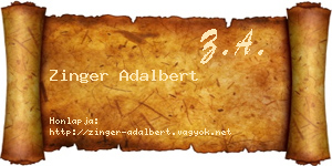 Zinger Adalbert névjegykártya